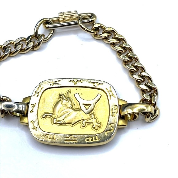 Taurus Bracelet Curb Chain MCM  Unisex Bracelet Gold tone vintage - Picture 13 of 13